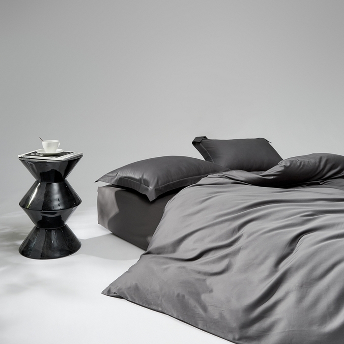 91家纺网 家纺一手货源 找家纺 红淳家纺 2025新款50s长绒棉纯色四件套及单品-四件套 暗夜灰