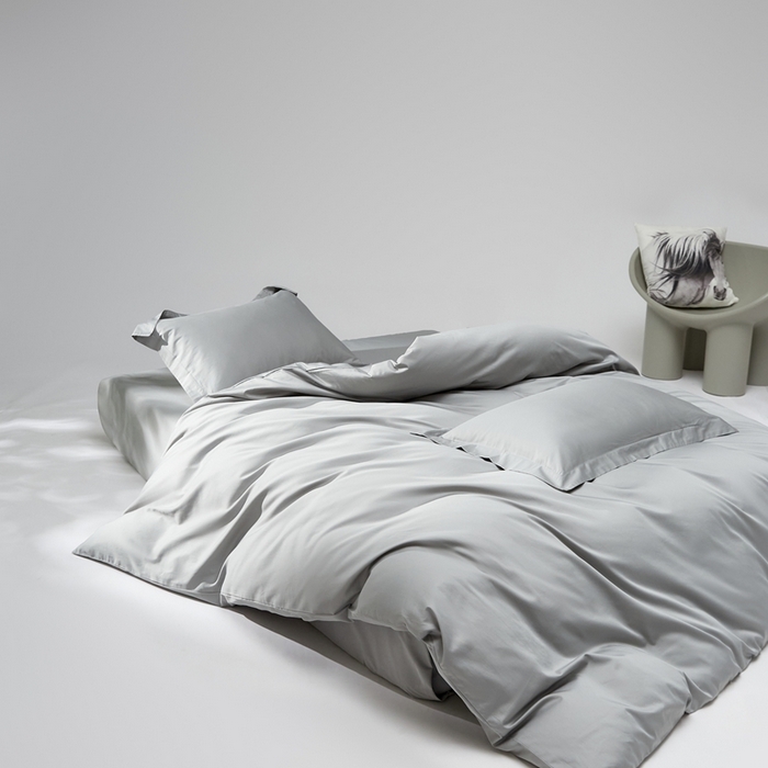 91家纺网 家纺一手货源 找家纺 红淳家纺 2025新款50s长绒棉纯色四件套及单品-四件套 朦胧灰