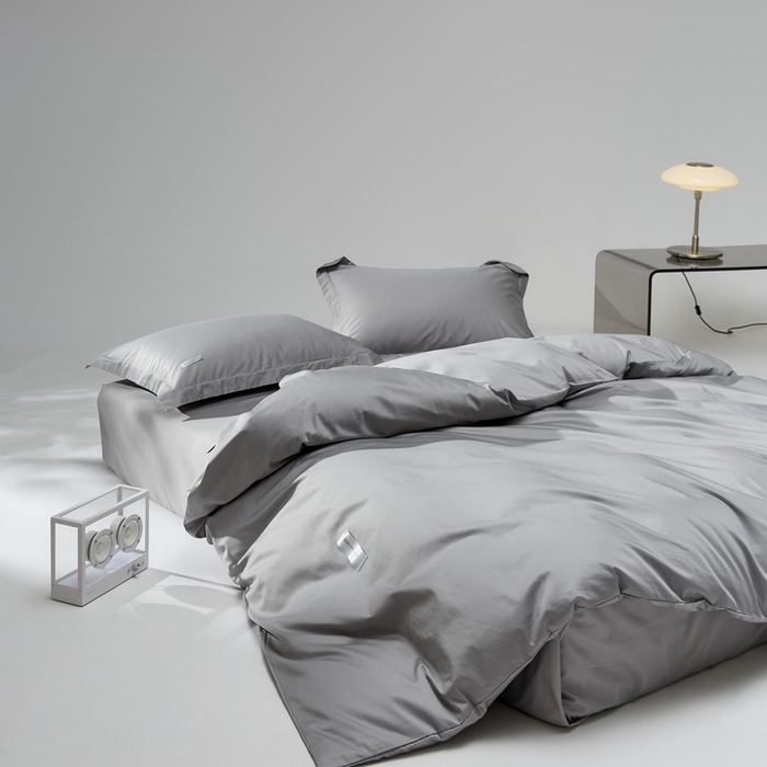 91家纺网 家纺一手货源 找家纺 红淳家纺 2025新款50s长绒棉纯色四件套及单品-四件套 雅士灰