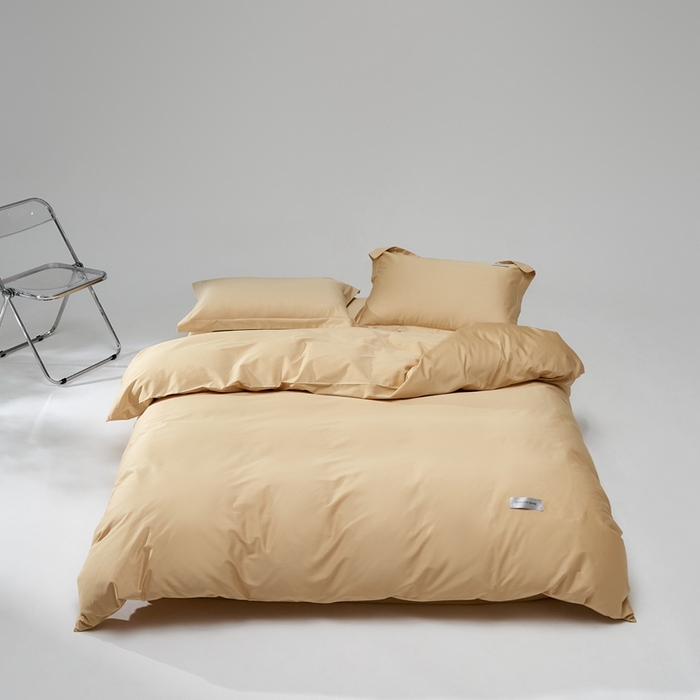 91家纺网 家纺一手货源 找家纺 红淳家纺 2025新款50s长绒棉纯色四件套及单品-四件套 香槟金