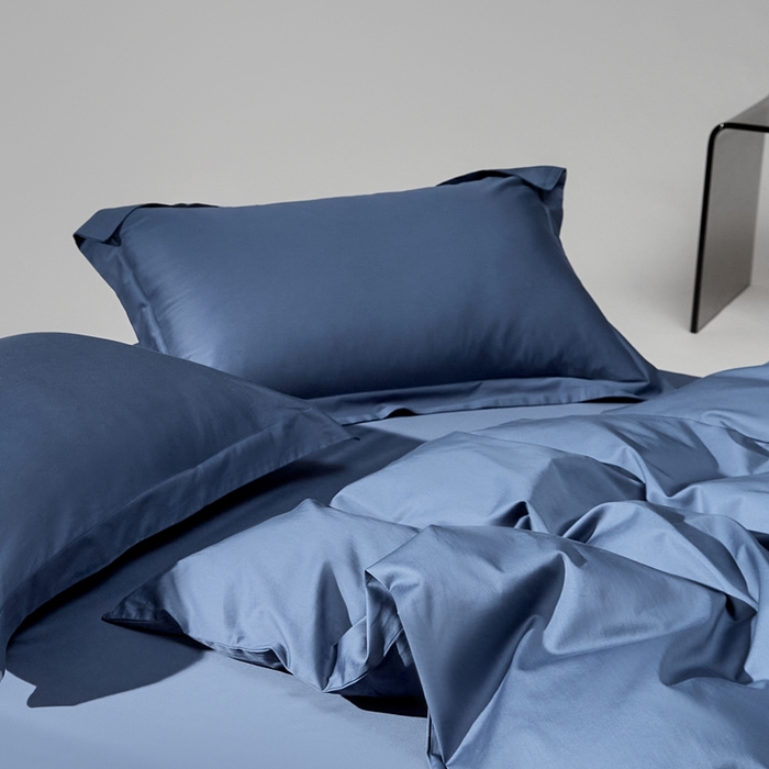 91家纺网 家纺一手货源 找家纺 红淳家纺 2025新款50s长绒棉纯色四件套及单品-四件套 钻石蓝