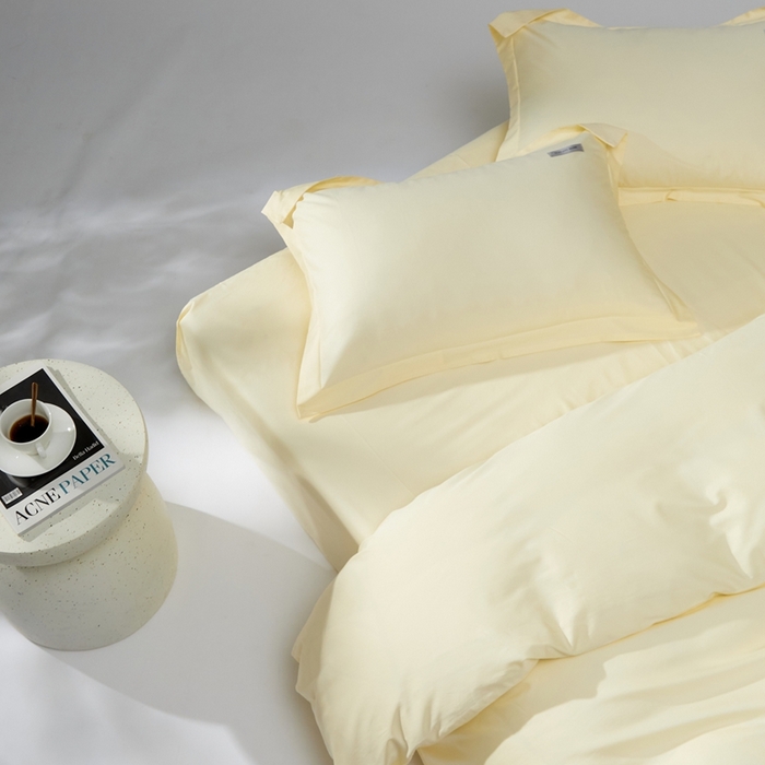 91家纺网 家纺一手货源 找家纺 红淳家纺 2025新款50s长绒棉纯色四件套及单品-四件套 向阳黄