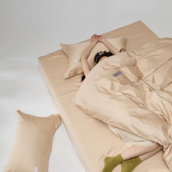 91家纺网 家纺一手货源 找家纺 红淳家纺 2025新款50s长绒棉纯色四件套及单品-四件套 亚麻棕