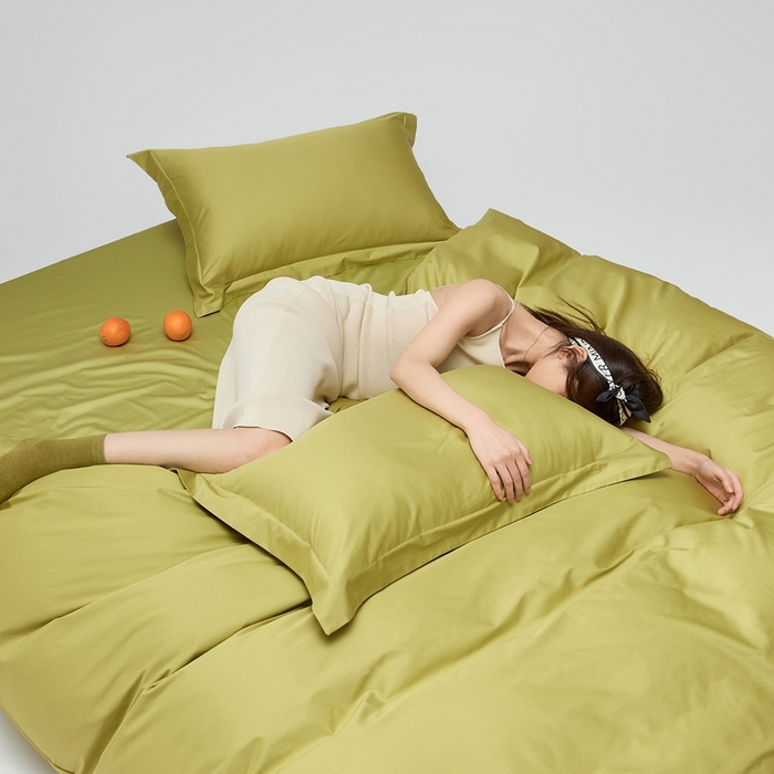 91家纺网 家纺一手货源 找家纺 红淳家纺 2025新款50s长绒棉纯色四件套及单品-四件套 初秋绿