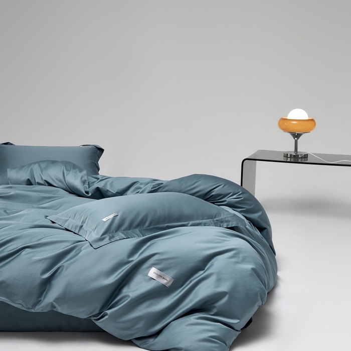 91家纺网 家纺一手货源 找家纺 红淳家纺 2025新款50s长绒棉纯色四件套及单品-四件套 海茵蓝