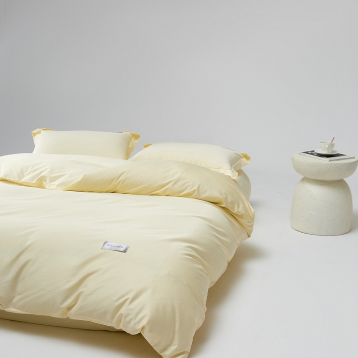 91家纺网 家纺一手货源 找家纺 红淳家纺 2025新款50s长绒棉纯色四件套及单品-四件套 向阳黄