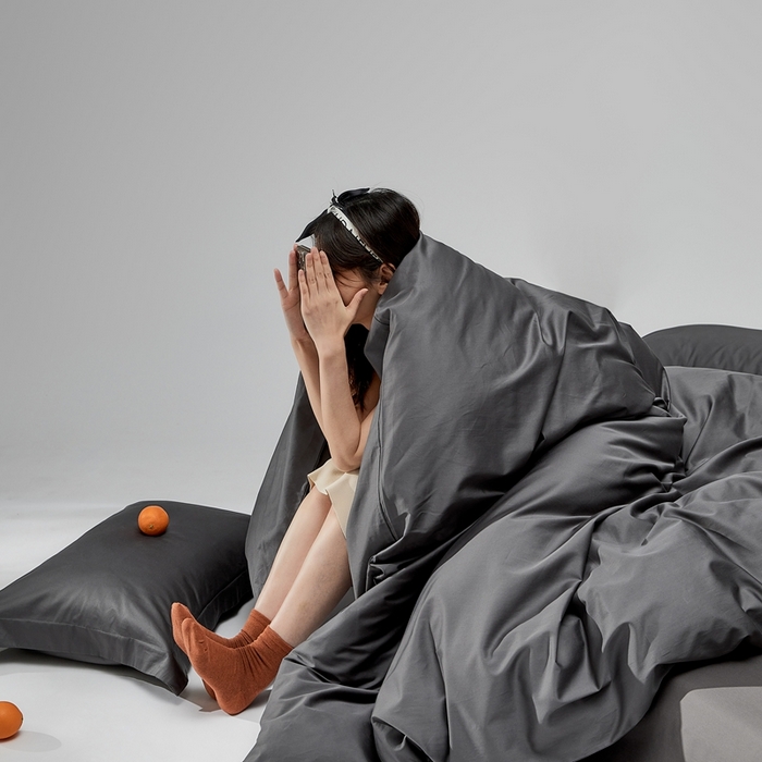 91家纺网 家纺一手货源 找家纺 红淳家纺 2025新款50s长绒棉纯色四件套及单品-四件套 暗夜灰