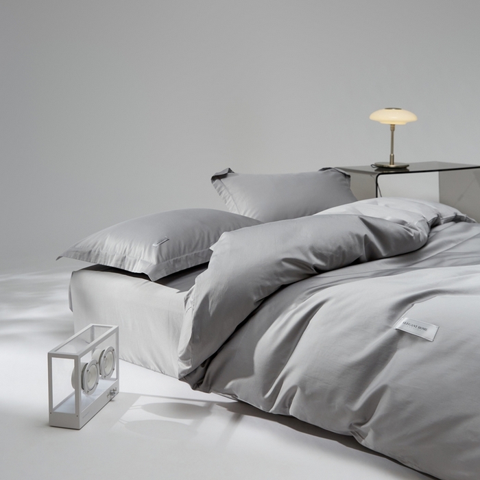 91家纺网 家纺一手货源 找家纺 红淳家纺 2025新款50s长绒棉纯色四件套及单品-四件套 雅士灰