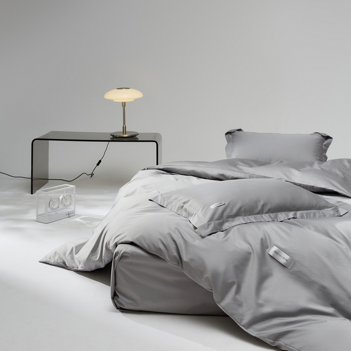 91家纺网 家纺一手货源 找家纺 红淳家纺 2025新款50s长绒棉纯色四件套及单品-四件套 雅士灰