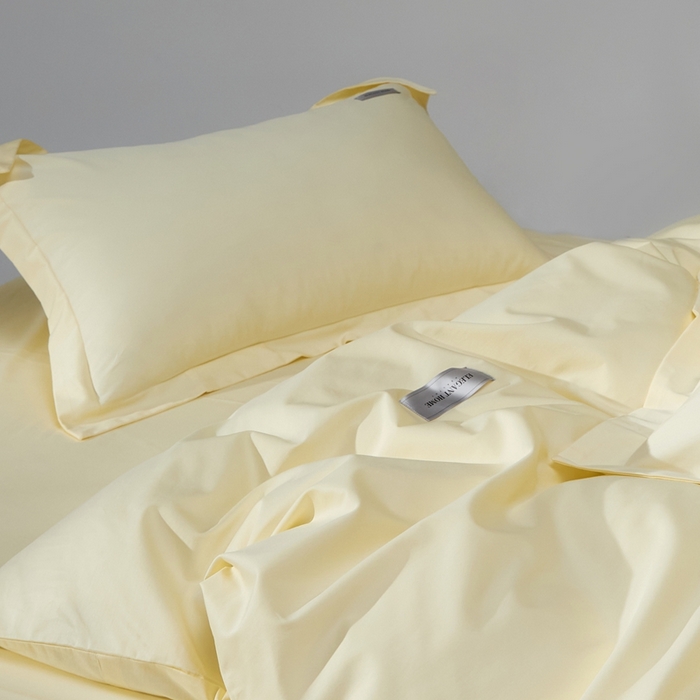 91家纺网 家纺一手货源 找家纺 红淳家纺 2025新款50s长绒棉纯色四件套及单品-四件套 向阳黄