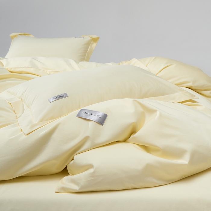 91家纺网 家纺一手货源 找家纺 红淳家纺 2025新款50s长绒棉纯色四件套及单品-四件套 向阳黄