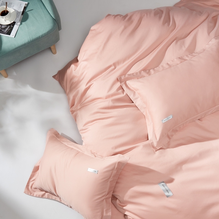 91家纺网 家纺一手货源 找家纺 红淳家纺 2025新款50s长绒棉纯色四件套及单品-四件套 茱萸粉