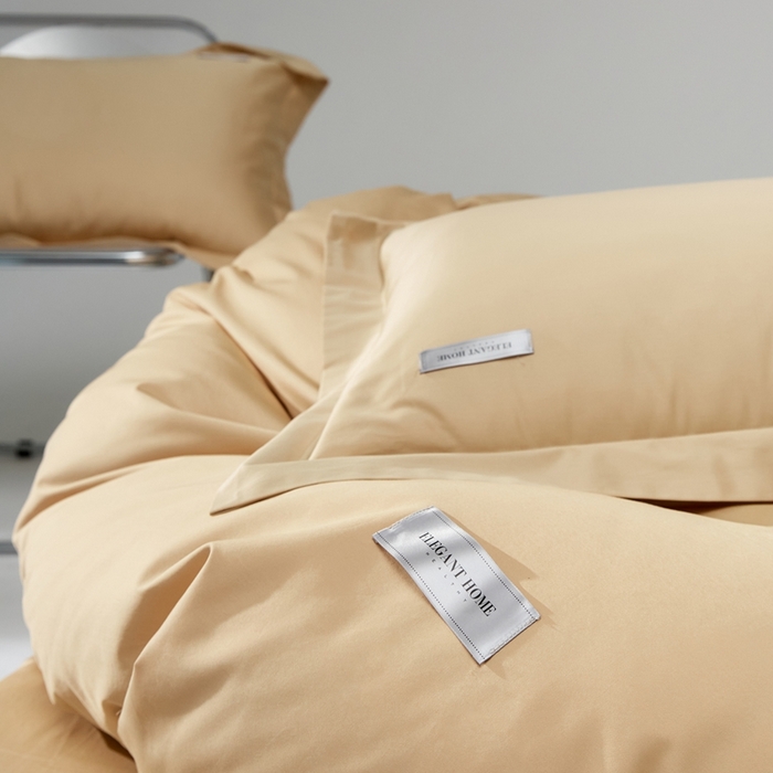91家纺网 家纺一手货源 找家纺 红淳家纺 2025新款50s长绒棉纯色四件套及单品-四件套 香槟金