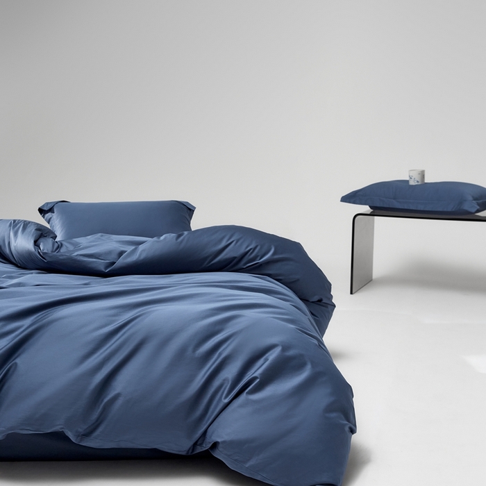 91家纺网 家纺一手货源 找家纺 红淳家纺 2025新款50s长绒棉纯色四件套及单品-四件套 钻石蓝