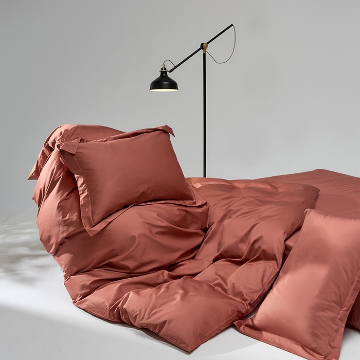 91家纺网 家纺一手货源 找家纺 红淳家纺 2025新款50s长绒棉纯色四件套及单品-四件套 秋香红