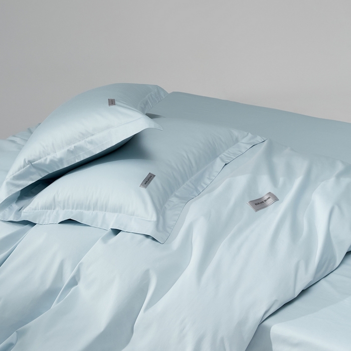 91家纺网 家纺一手货源 找家纺 红淳家纺 2025新款50s长绒棉纯色四件套及单品-四件套 湖泊蓝