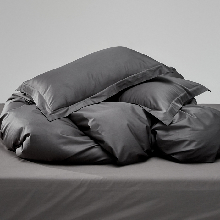 91家纺网 家纺一手货源 找家纺 红淳家纺 2025新款50s长绒棉纯色四件套及单品-四件套 暗夜灰