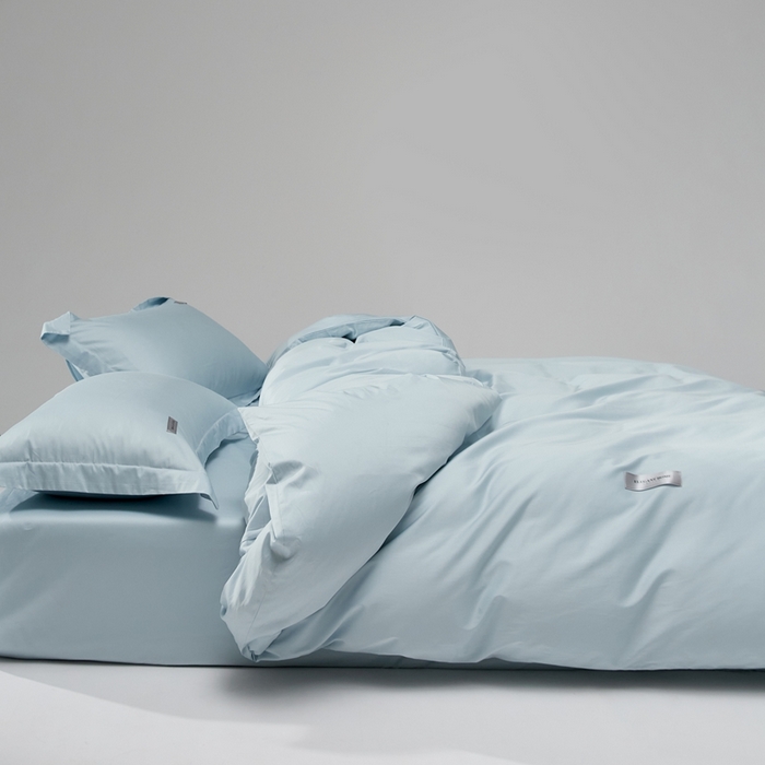 91家纺网 家纺一手货源 找家纺 红淳家纺 2025新款50s长绒棉纯色四件套及单品-四件套 湖泊蓝