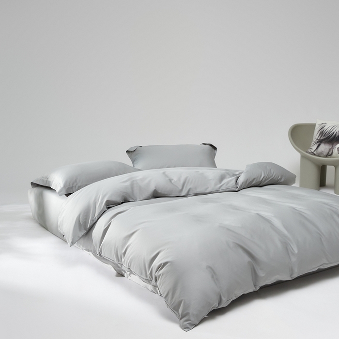 91家纺网 家纺一手货源 找家纺 红淳家纺 2025新款50s长绒棉纯色四件套及单品-四件套 朦胧灰