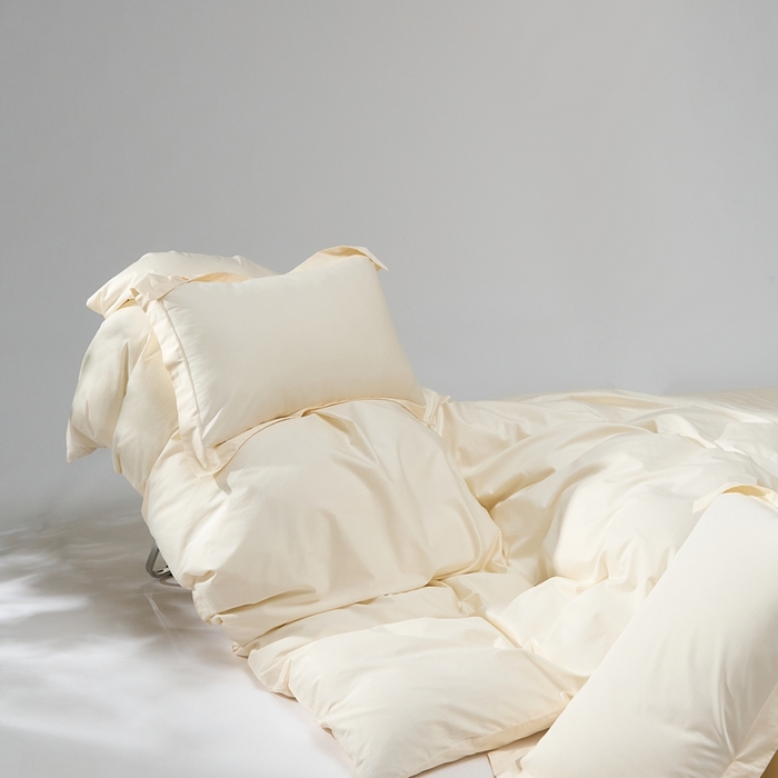 91家纺网 家纺一手货源 找家纺 红淳家纺 2025新款50s长绒棉纯色四件套及单品-四件套 奶昔白