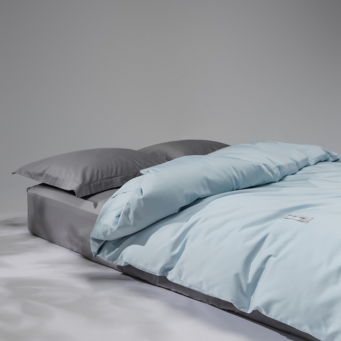 91家纺网 家纺一手货源 找家纺 红淳家纺 2025新款50s长绒棉纯色四件套及单品-单被套 湖泊蓝