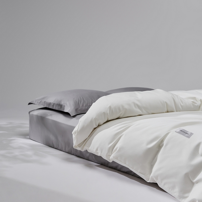 91家纺网 家纺一手货源 找家纺 红淳家纺 2025新款50s长绒棉纯色四件套及单品-单被套 雪月白