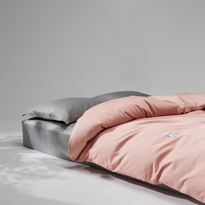 91家纺网 家纺一手货源 找家纺 红淳家纺 2025新款50s长绒棉纯色四件套及单品-单被套 茱萸粉