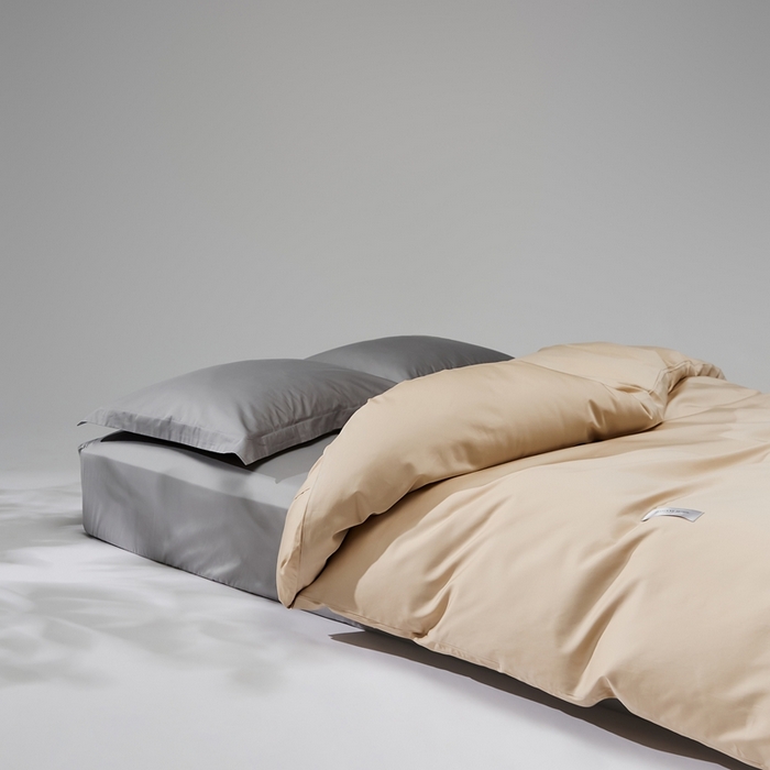 91家纺网 家纺一手货源 找家纺 红淳家纺 2025新款50s长绒棉纯色四件套及单品-单被套 亚麻棕