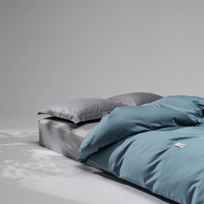 91家纺网 家纺一手货源 找家纺 红淳家纺 2025新款50s长绒棉纯色四件套及单品-单被套 海茵蓝