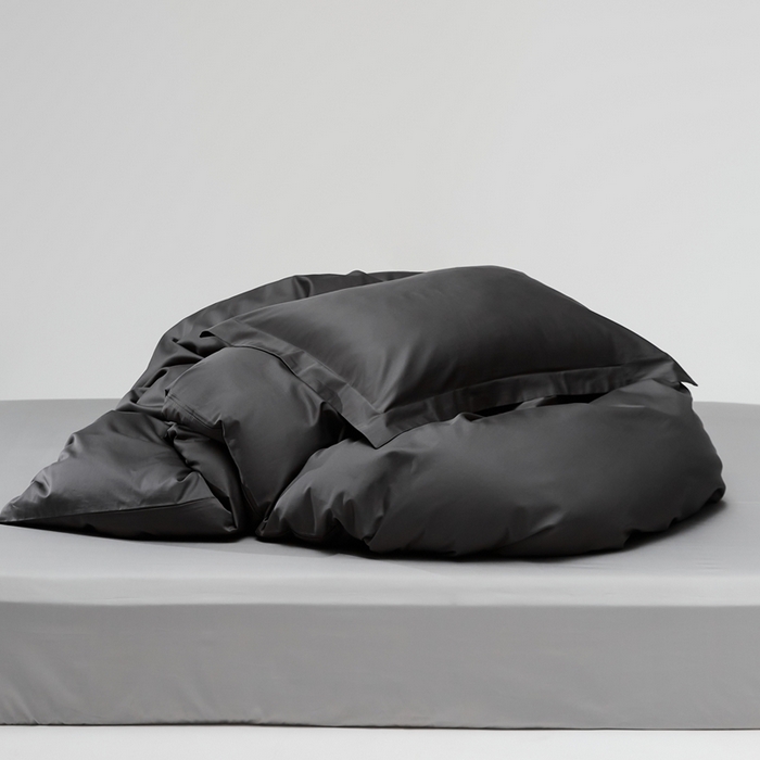 91家纺网 家纺一手货源 找家纺 红淳家纺 2025新款50s长绒棉纯色四件套及单品-单被套 暗夜灰