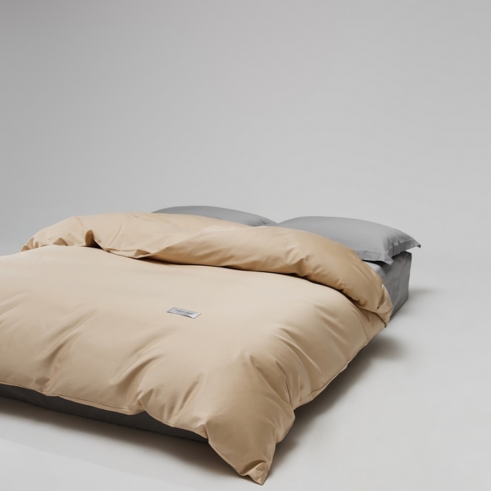 91家纺网 家纺一手货源 找家纺 红淳家纺 2025新款50s长绒棉纯色四件套及单品-单被套 亚麻棕