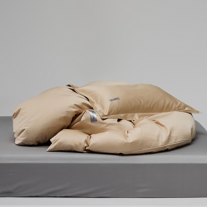 91家纺网 家纺一手货源 找家纺 红淳家纺 2025新款50s长绒棉纯色四件套及单品-单被套 亚麻棕