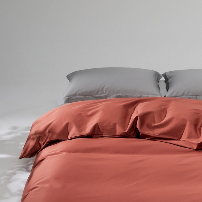 91家纺网 家纺一手货源 找家纺 红淳家纺 2025新款50s长绒棉纯色四件套及单品-单被套 秋香红