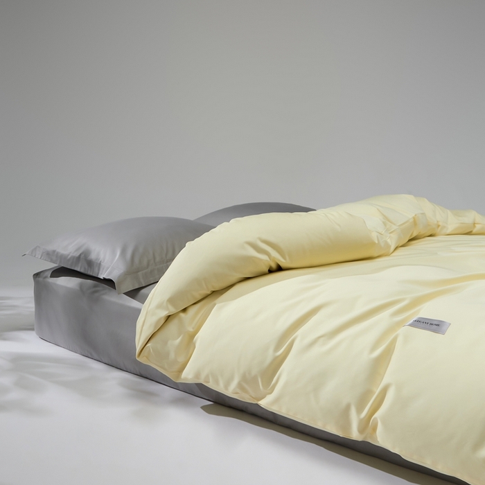 91家纺网 家纺一手货源 找家纺 红淳家纺 2025新款50s长绒棉纯色四件套及单品-单被套 向阳黄