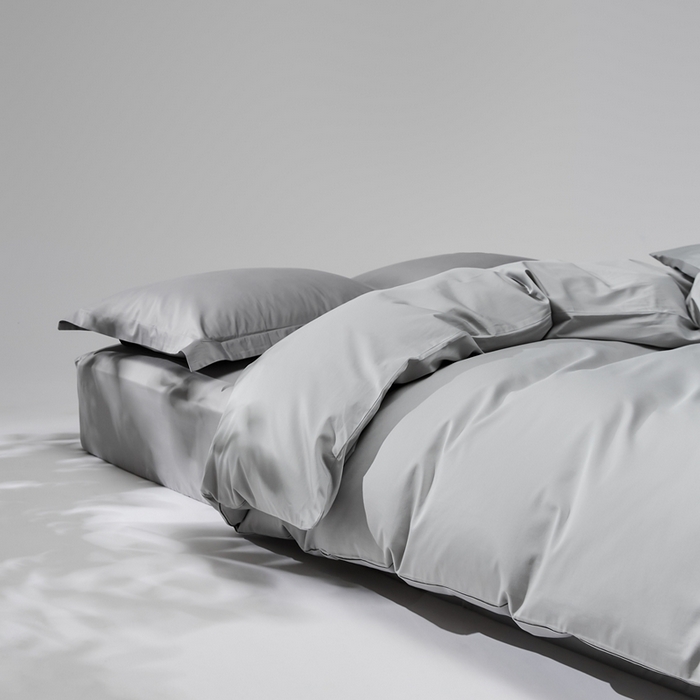 91家纺网 家纺一手货源 找家纺 红淳家纺 2025新款50s长绒棉纯色四件套及单品-单被套 朦胧灰