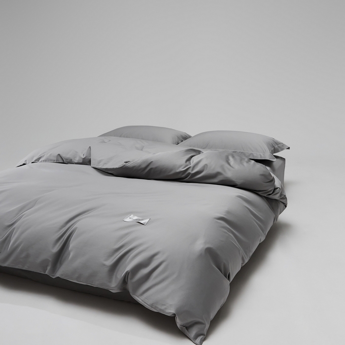 91家纺网 家纺一手货源 找家纺 红淳家纺 2025新款50s长绒棉纯色四件套及单品-单被套 雅士灰