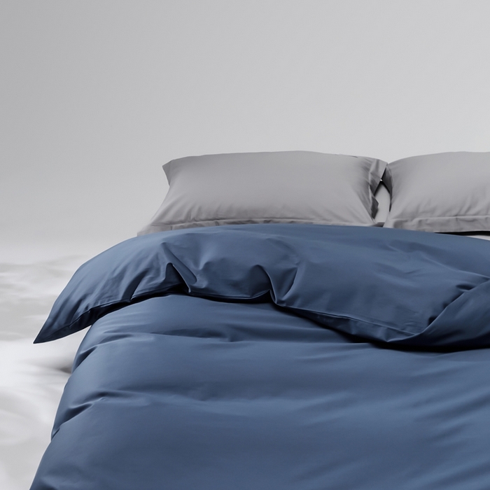 91家纺网 家纺一手货源 找家纺 红淳家纺 2025新款50s长绒棉纯色四件套及单品-单被套 钻石蓝