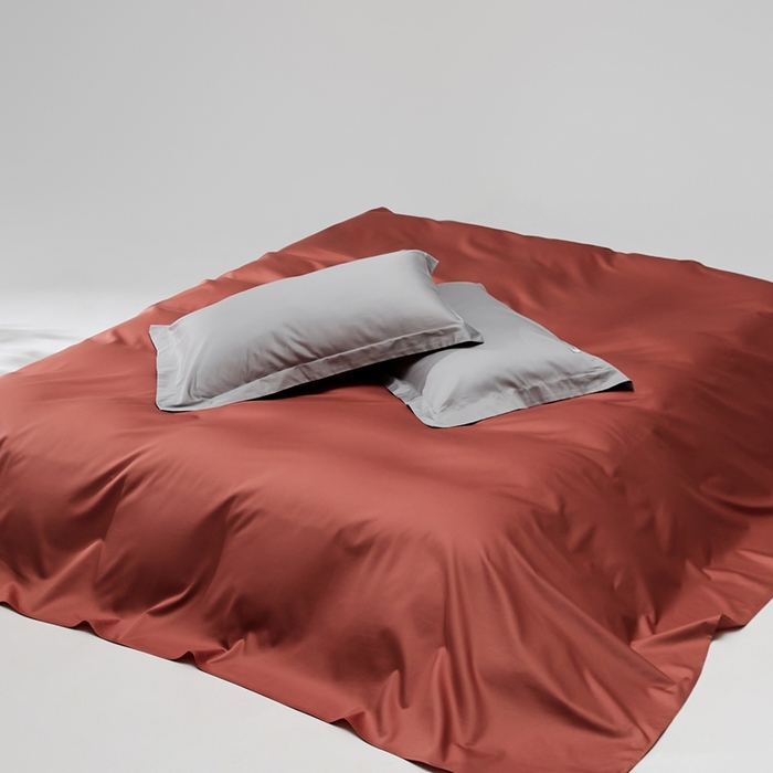 91家纺网 家纺一手货源 找家纺 红淳家纺 2025新款50s长绒棉纯色四件套及单品-单床单 秋香红