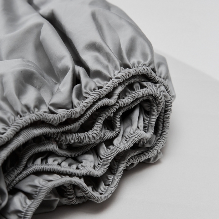 91家纺网 家纺一手货源 找家纺 红淳家纺 2025新款50s长绒棉纯色四件套及单品-单床笠 朦胧灰