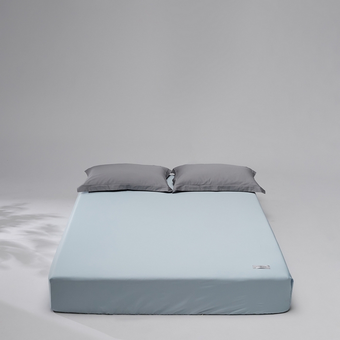 91家纺网 家纺一手货源 找家纺 红淳家纺 2025新款50s长绒棉纯色四件套及单品-单床笠 湖泊蓝