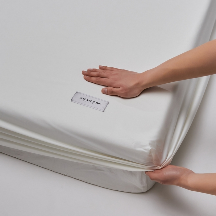 91家纺网 家纺一手货源 找家纺 红淳家纺 2025新款50s长绒棉纯色四件套及单品-单床笠 雪月白