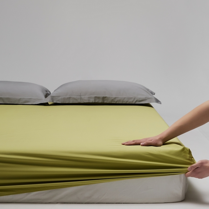 91家纺网 家纺一手货源 找家纺 红淳家纺 2025新款50s长绒棉纯色四件套及单品-单床笠 初秋绿