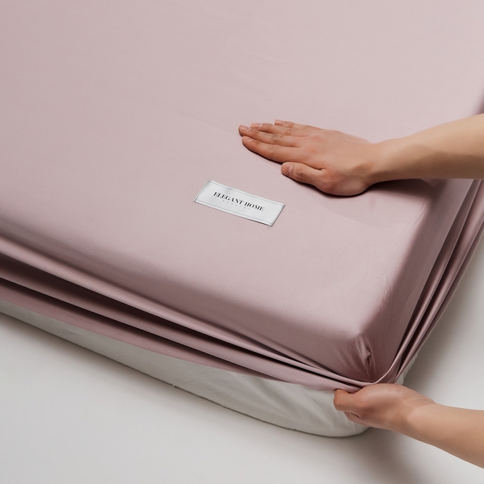 91家纺网 家纺一手货源 找家纺 红淳家纺 2025新款50s长绒棉纯色四件套及单品-单床笠 烟灰紫