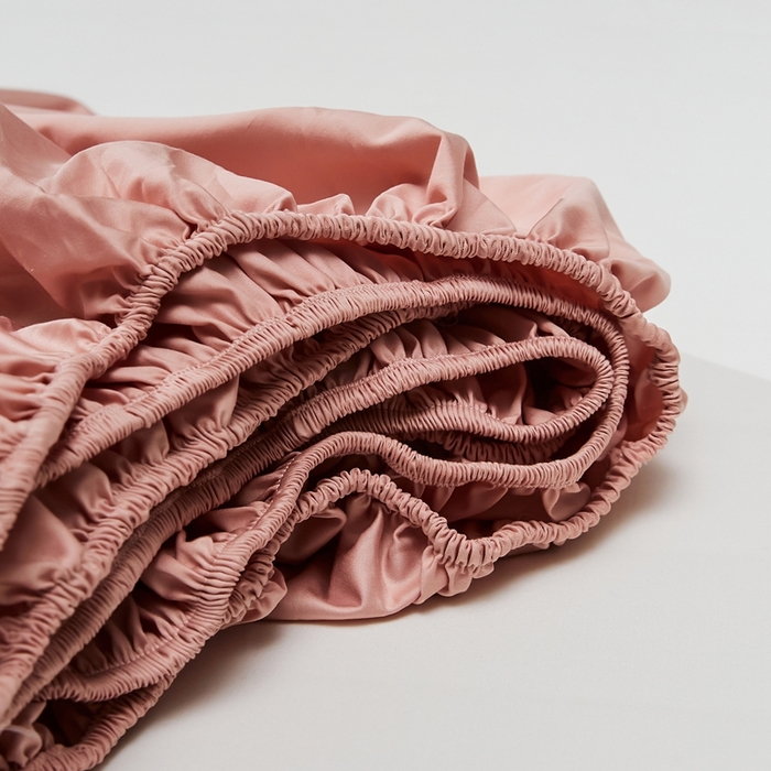 91家纺网 家纺一手货源 找家纺 红淳家纺 2025新款50s长绒棉纯色四件套及单品-单床笠 茱萸粉