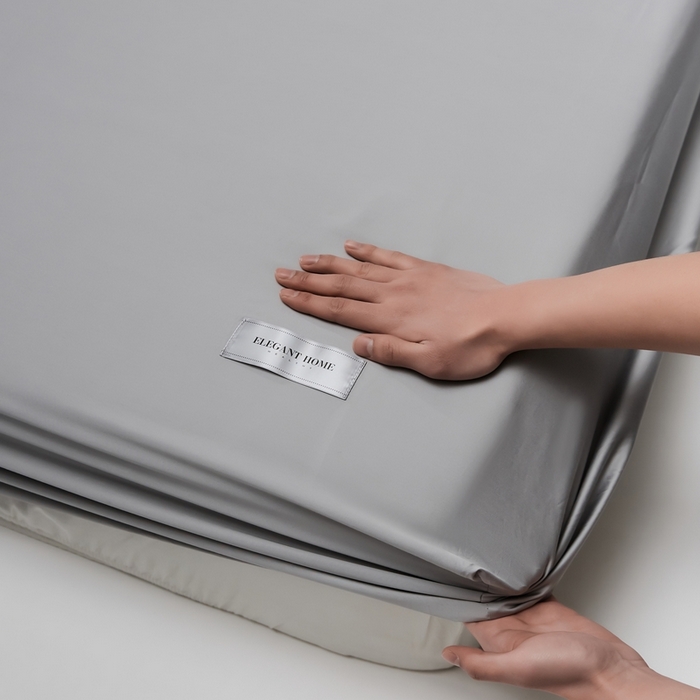 91家纺网 家纺一手货源 找家纺 红淳家纺 2025新款50s长绒棉纯色四件套及单品-单床笠 雅士灰