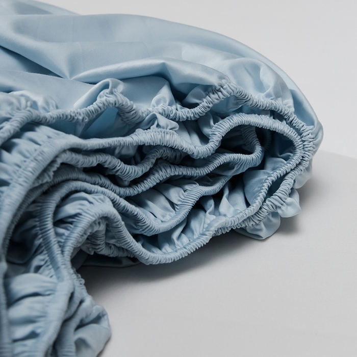 91家纺网 家纺一手货源 找家纺 红淳家纺 2025新款50s长绒棉纯色四件套及单品-单床笠 湖泊蓝