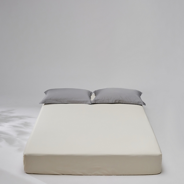 红淳家纺 2025新款50s长绒棉纯色四件套及单品-单床笠 奶昔白