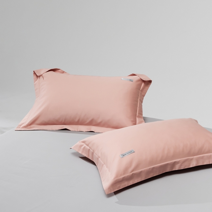 91家纺网 家纺一手货源 找家纺 红淳家纺 2025新款50s长绒棉纯色四件套及单品-单枕套 茱萸粉