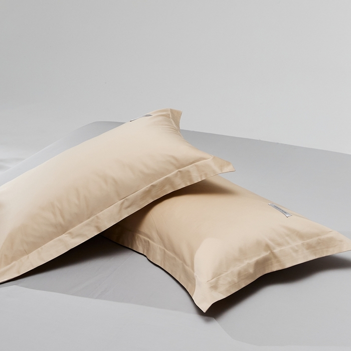 91家纺网 家纺一手货源 找家纺 红淳家纺 2025新款50s长绒棉纯色四件套及单品-单枕套 亚麻棕