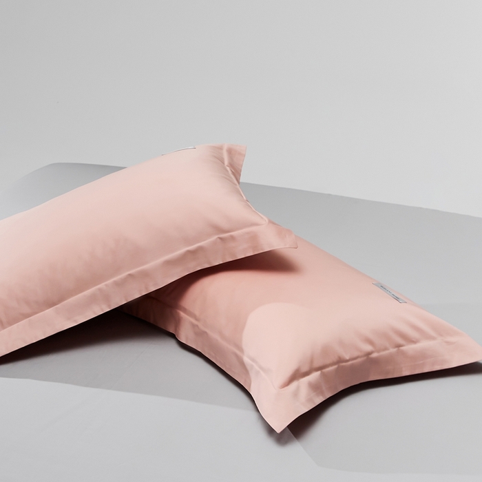 91家纺网 家纺一手货源 找家纺 红淳家纺 2025新款50s长绒棉纯色四件套及单品-单枕套 茱萸粉